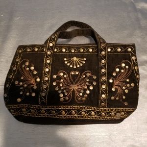 Nordstrom  Boho Black corduroy embroidered purse